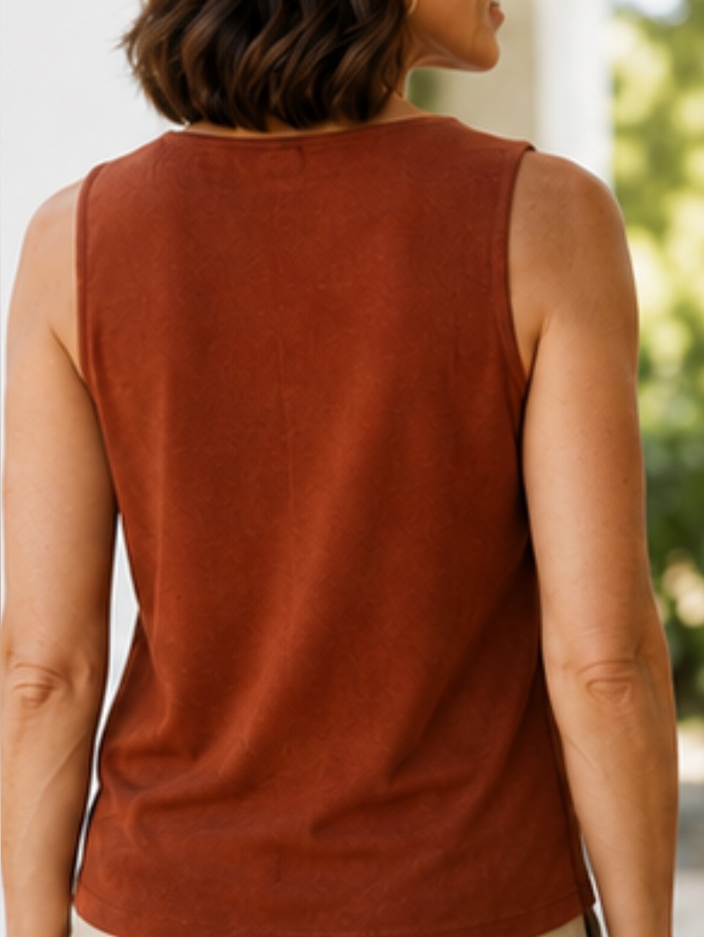 Chico's Rust Scoop Neck Travelers Tank in size 2 (12-14) - Picture 4 of 6